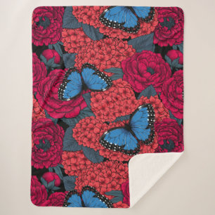 Blauwe morfotuin sherpa deken