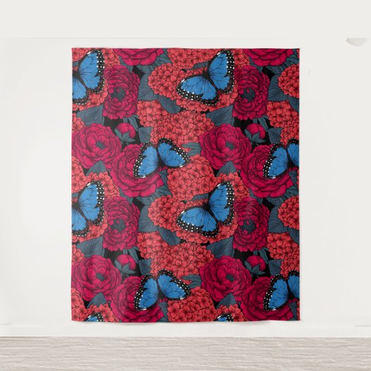 Blauwe morfotuin wandkleed (Voorkant)