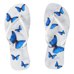 Blauwe Morpho Butterflies in vlucht gemarmerd Teenslippers