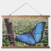 Blauwe Morpho Butterfly Rustiek Ontwerp Hangend Wandkleed (Voorkant)