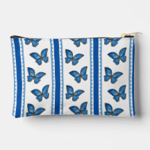Blauwe Morpho Butterfly Stripe Zipper Pouch