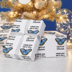Blauwe Morpho Vlinder Optische Illusie Grappige Ci Cadeaupapier