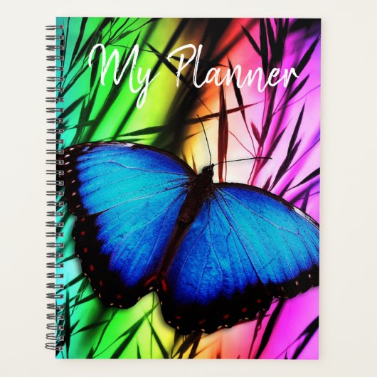 Blauwe Morpho Vlinder Planner (Voorkant)
