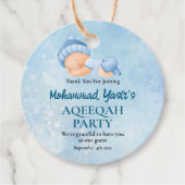 Blauwe Moslim Pasgeboren Baby Boy Aqeeqah Favoriet Bedankjes Labels (Voorkant)