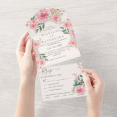 Blauwe mosterd bleekroze en perforatie all in one uitnodiging (Afscheurbaar)