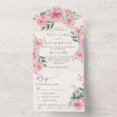 Blauwe mosterd bleekroze en perforatie all in one uitnodiging (Binnen)