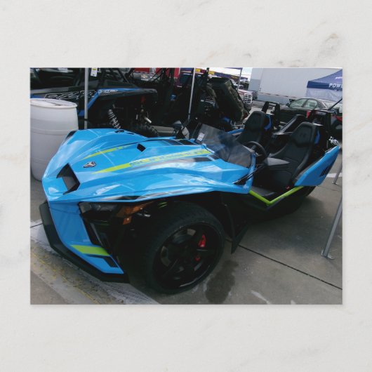 Blauwe motorfiets briefkaart (Voorkant)