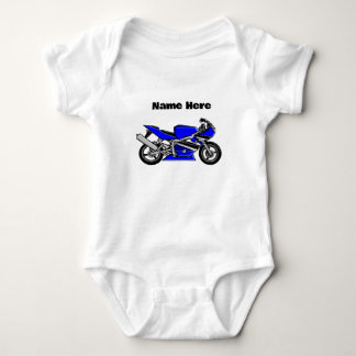 Blauwe motorfiets gepersonaliseerd wit romper