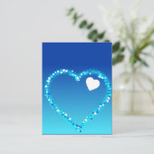 Blauwe mousserende harten briefkaart (Staand voorkant)