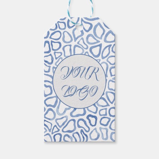 Blauwe mozaïek cadeaulabel (Voorkant)