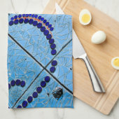 Blauwe mozaïek theedoek (Quarter Fold)