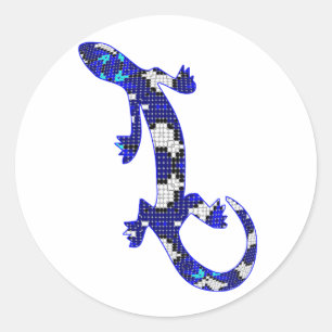 Blauwe mozaïekslang ronde sticker