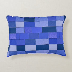 🔷 Blauwe Mozaïektegel Kussen Voor Moderne Decorat