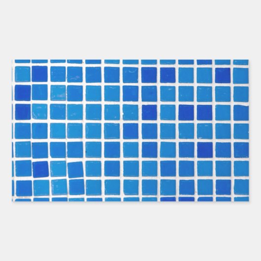 Blauwe mozaïekTegel Rechthoekige Sticker (Voorkant)
