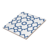 Blauwe mozaïekwitte achtergrond met vier hoeken vo tegeltje (Zijkant)