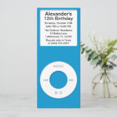 Blauwe MP3 Player iParty Birthday Party Kaart (Staand voorkant)