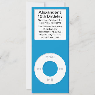 Blauwe MP3 Player iParty Birthday Party Kaart