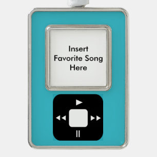 Blauwe MP3 Player-versiering - Voeg uw favoriete l Verzilverd Kader Ornament