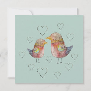 Blauwe Mus in Love Watercolor Kunst