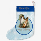 Blauwe Musical Harp Christmas Stocking Kleine Kerstsok (Achterkant)