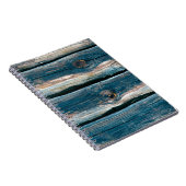 Blauwe muur van een loghuis. Abstracte achtergrond Notitieboek (Rechterzijde)