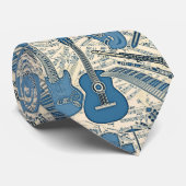 Blauwe muziek en instrumenten/ivoor-ID481 Stropdas (Opgerold)