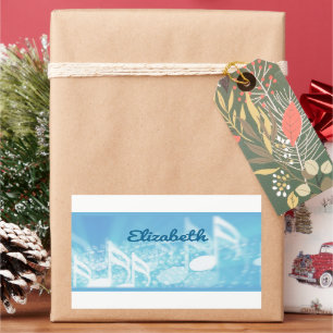 Blauwe muziek gepersonaliseerd rechthoekige sticker