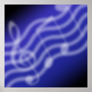 Blauwe muziek poster