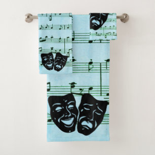 Blauwe muziek verenigt bioscoopmaskers bad handdoek