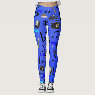 Blauwe muziekinstrumenten en koorden, leggings