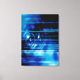 Blauwe muziekluidsprekers canvas afdruk