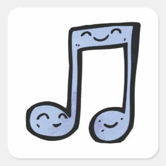 Blauwe muzieknoot vierkante sticker