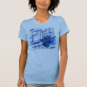 Blauwe Muzieknoten en blauw Roos Fine Jersey T-Shi T-shirt