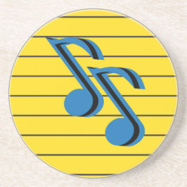 Blauwe muzieknoten op een notitieblok zandsteen onderzetter