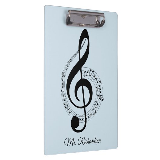 Blauwe muzieknotities Persoonlijke Klembord (Rechts)