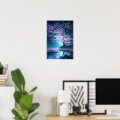 Blauwe mysterie in het Blossom Forest Poster (Thuiskantoor)