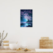 Blauwe mysterie in het Blossom Forest Poster (Keuken)