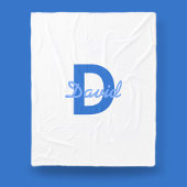 Blauwe naam en monogram fleece deken