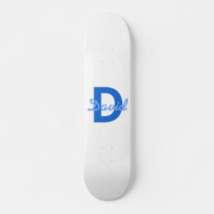 Blauwe naam en monogram skateboard