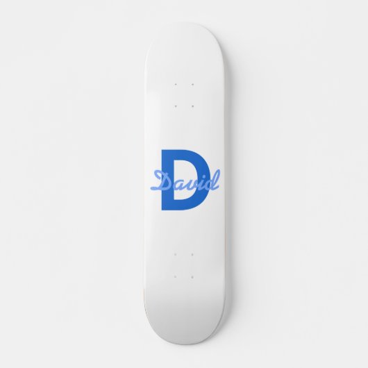Blauwe naam en monogram skateboard (Voorkant)