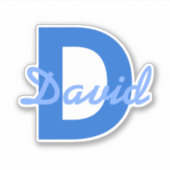 Blauwe naam en monogram Sticker (Voorkant)