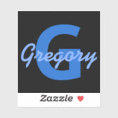 Blauwe naam en monogram sticker (Vel)