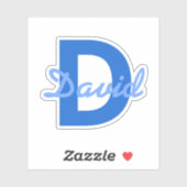 Blauwe naam en monogram sticker (Vel)