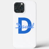 Blauwe naam en monogram Sticker keramisch Ornament Case-Mate iPhone Case (Achterkant)