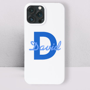 Blauwe naam en monogram Sticker keramisch Ornament iPhone 13 Pro Max Hoesje