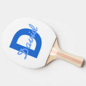 Blauwe naam en monogram tafeltennisbatje (Zijkant)