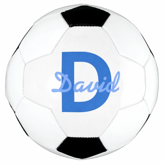 Blauwe naam en monogram voetbal (Voorkant)