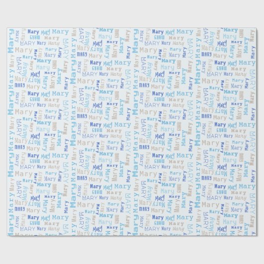 Blauwe Naam Gift Wrapping Paper Cadeaupapier (Vlak)
