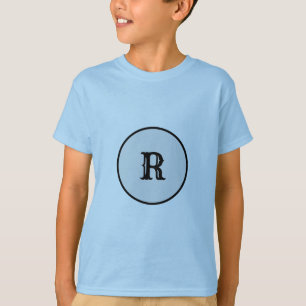BLAUWE NAAM MONOGRAM EENVOUDIG T SHIRT