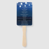 Blauwe Nacht en Zilveren Lichten Huwelijksprogramm Handwaaier (Achterkant)